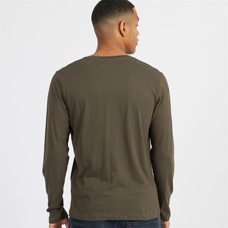 Mens Supreme Crew Neck Long Sleeve T-Shirt Khaki - Image 2