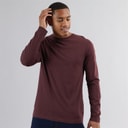 Mens Supreme Crew Neck Long Sleeve T-Shirt Burgundy