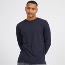 Mens Supreme Crew Neck Long Sleeve T-Shirt Navy