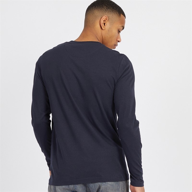 Mens Supreme Crew Neck Long Sleeve T-Shirt Navy - Image 2