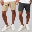 Mens Hansen Two Pack Chino Shorts Dark Navy/Stone