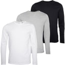Mens Trial Three Pack Long Sleeve Tops Black/White/Light Grey Marl