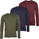 Mens Trial Three Pack Long Sleeve Tops Navy/Khaki/Burgundy