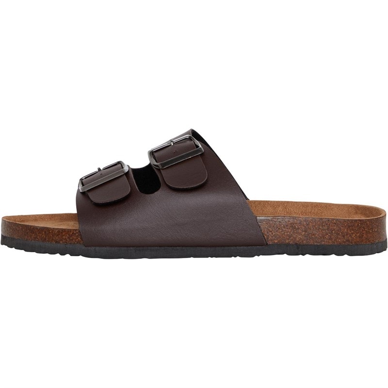 Mens Anthony Double Buckle Sandals Brown - Image 2