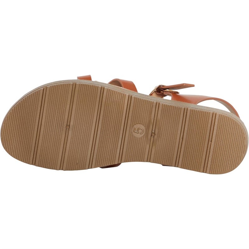Brave Soul Womens Aria Ankle Strap Flat Sandals Tan - Image 4