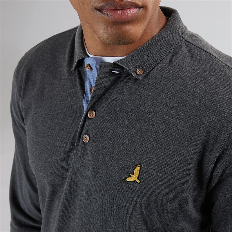 Mens Oregon Long Sleeve T-Shirt Dark Charcoal Marl - Image 3
