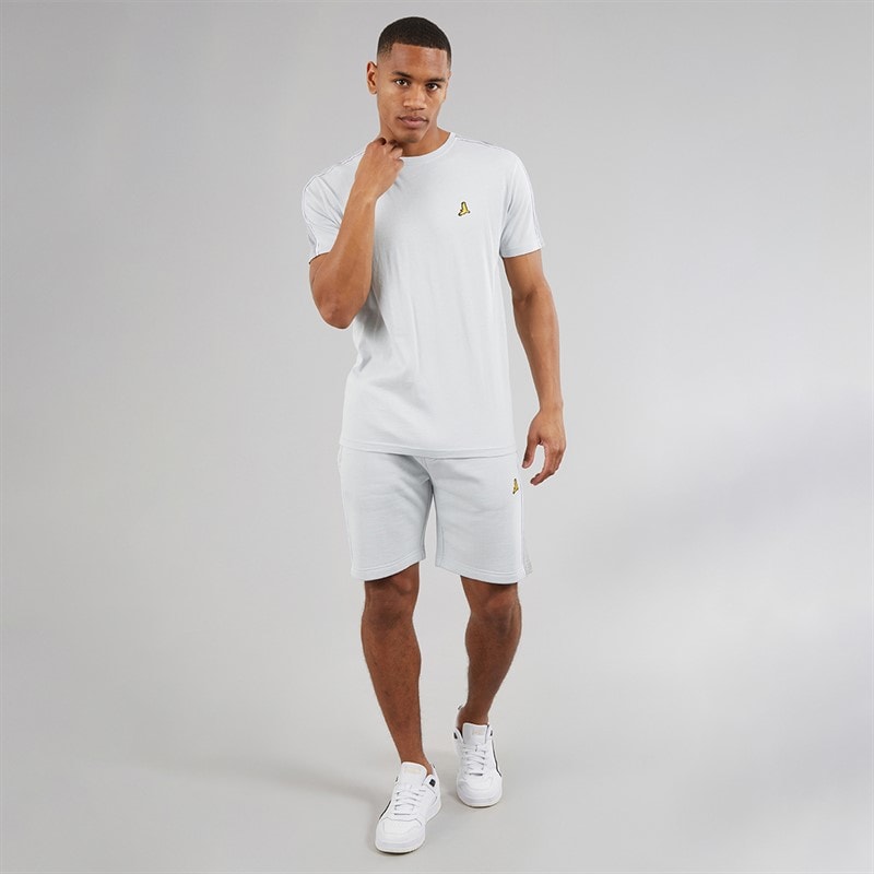 Mens Rowan T-Shirt And Shorts Set Baby Blue/Light Grey Marl - Image 4