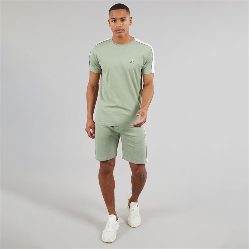 Mens Rowan T-Shirt And Shorts Set Mint Green/Optic White - Image 4