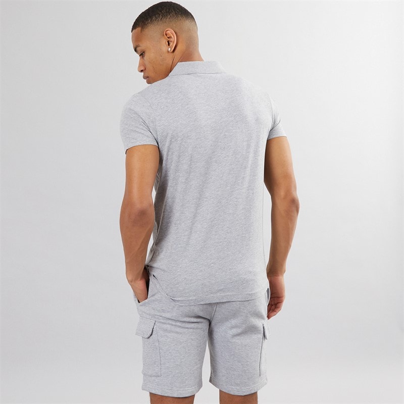 Mens Hubble Polo Shirt and Shorts Set Light Grey Marl - Image 2
