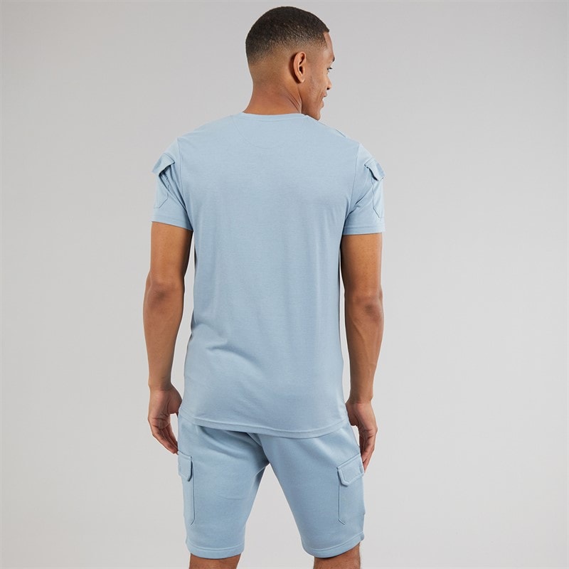 Mens Linus T-Shirt And Shorts Set Set Steel Blue - Image 2
