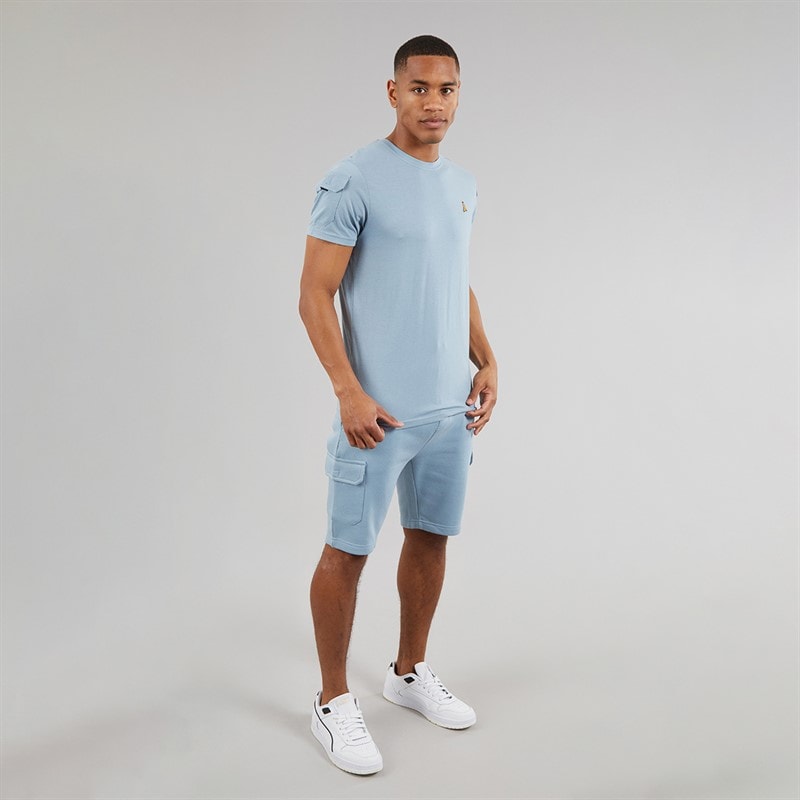 Mens Linus T-Shirt And Shorts Set Set Steel Blue - Image 4