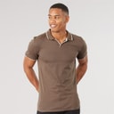 Mens Ferrat Polo Taupe/Optic White