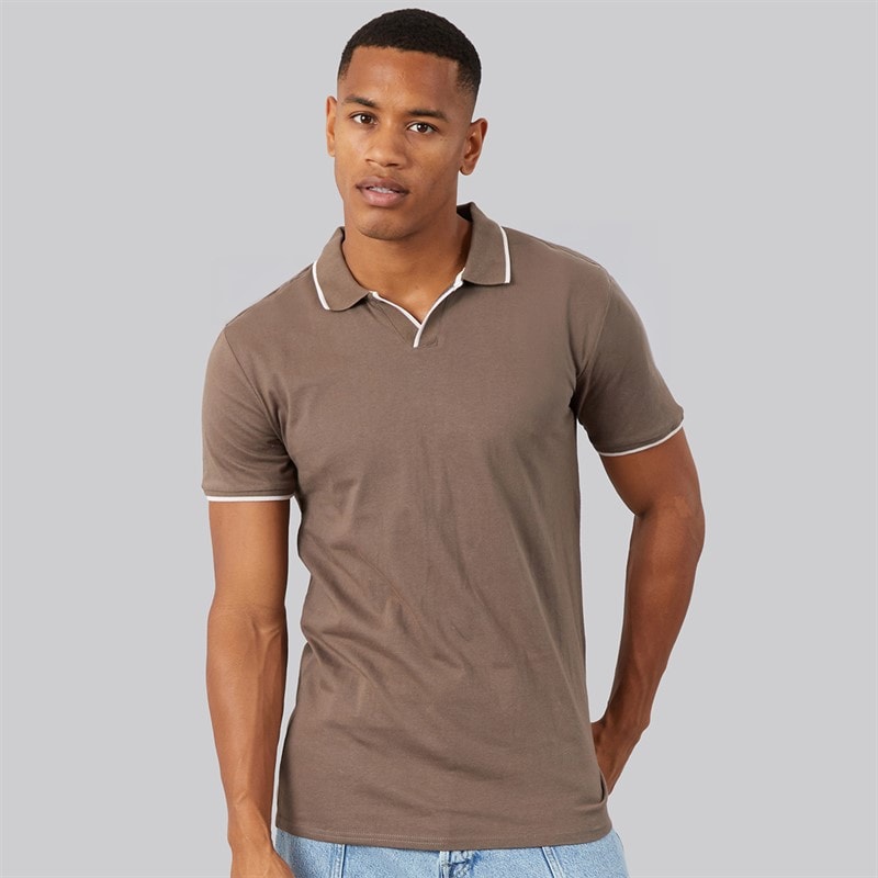 Mens Ferrat Polo Taupe/Optic White - Image 3