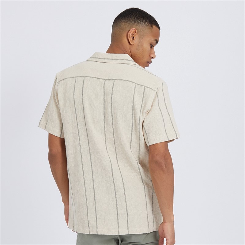 Mens Soresi Short Sleeve Shirt Ecru/Sage Green - Image 2