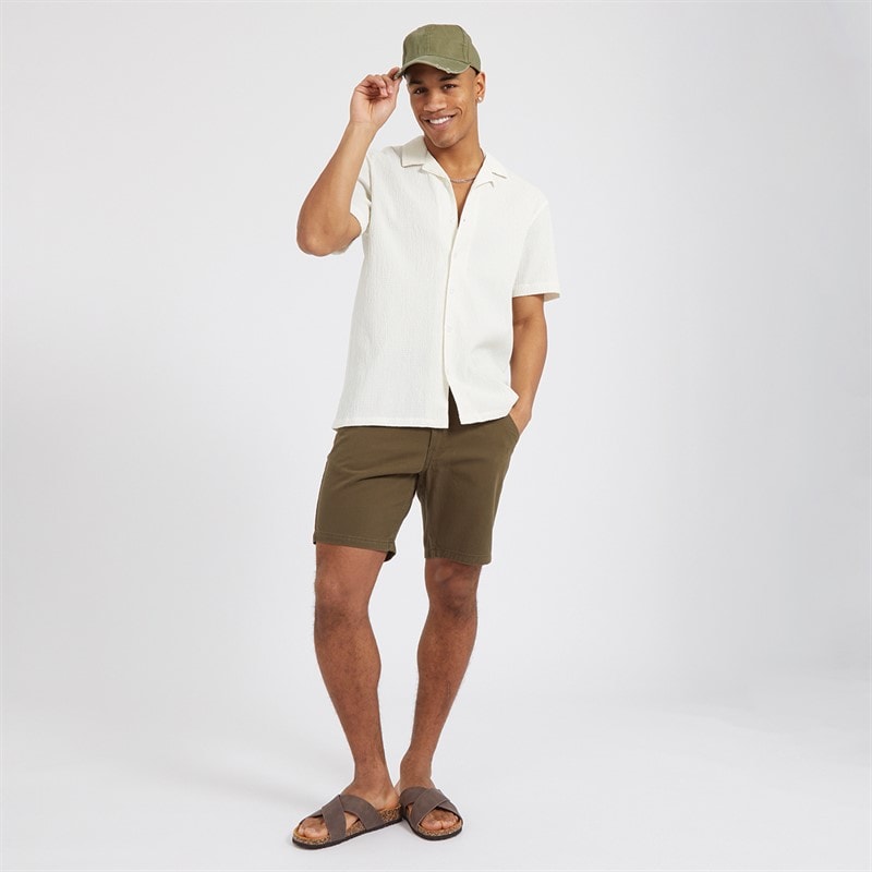 Mens Ripley Short Sleeve Shirt Optic White/Ecru Dobby - Image 4