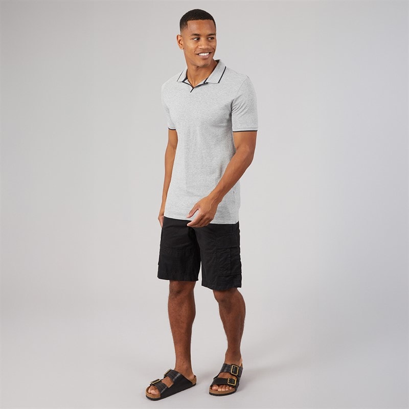 Mens Ferrat Polo Light Grey Marl/Navy - Image 3