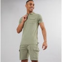 Mens Hubble Polo Shirt and Shorts Set Washed Sage