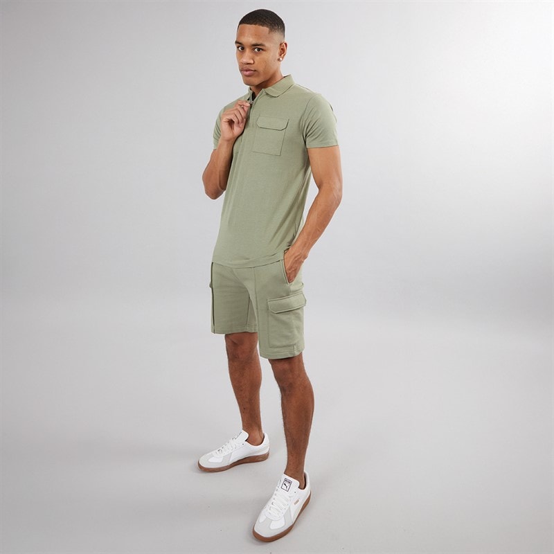 Mens Hubble Polo Shirt and Shorts Set Washed Sage - Image 3