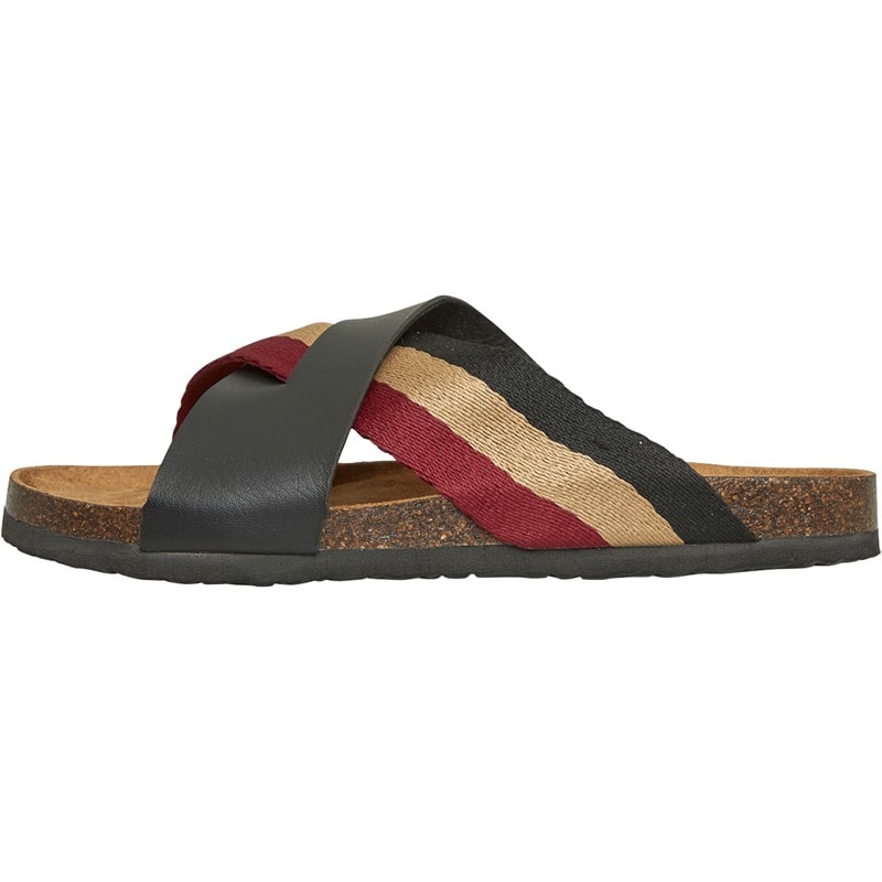 Mens Marvin Cross Strap Sandals Black/Dark Red/Gold - Image 2
