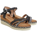 Womens Wedge Sandals Black/Silver Metallic
