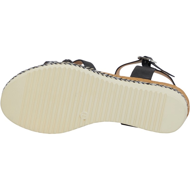 Womens Wedge Sandals Black/Silver Metallic - Image 3