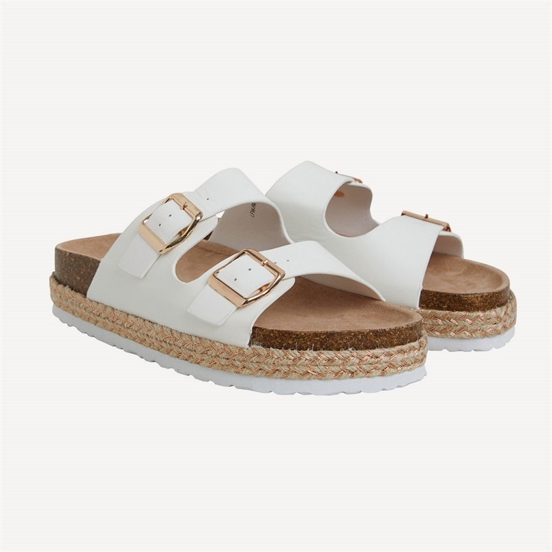 Womens Pantha 2 Double Buckle Platform Sandals White - Image 5