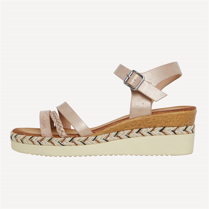 Womens Wedge Sandals Rose Gold Metallic - Image 2