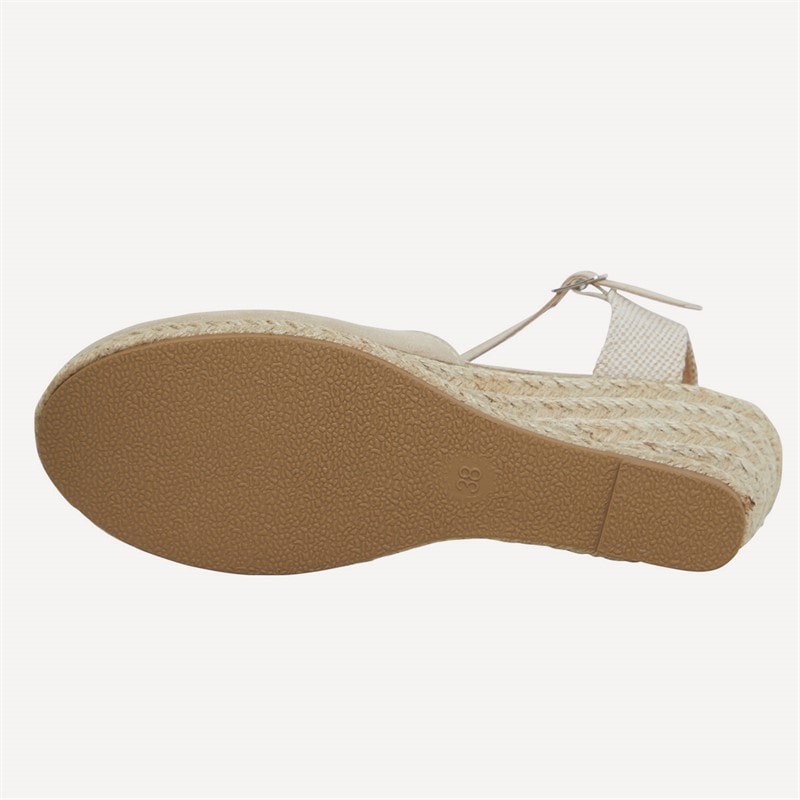 Womens Berry Wedge Espadrille Sandals Beige - Image 3