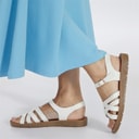 Womens Aria Ankle Strap Flat Sandals White