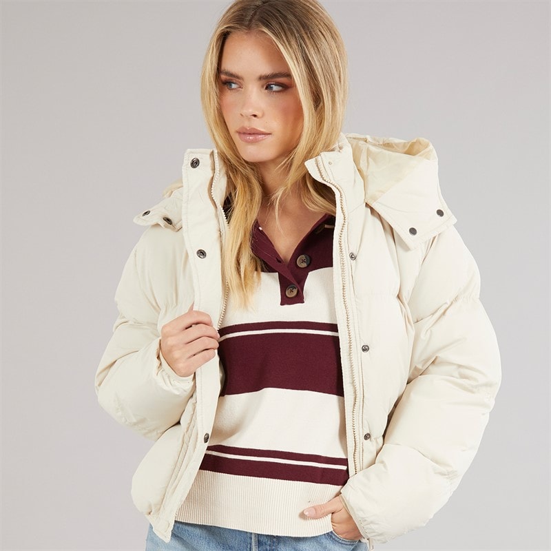 Womens Bunny Short Puffer Jacket Cream - Image 5