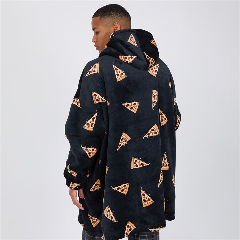Mens Pizza AOP Snuggle Fleece Black/Multi - Image 2