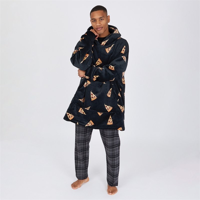 Mens Pizza AOP Snuggle Fleece Black/Multi - Image 4