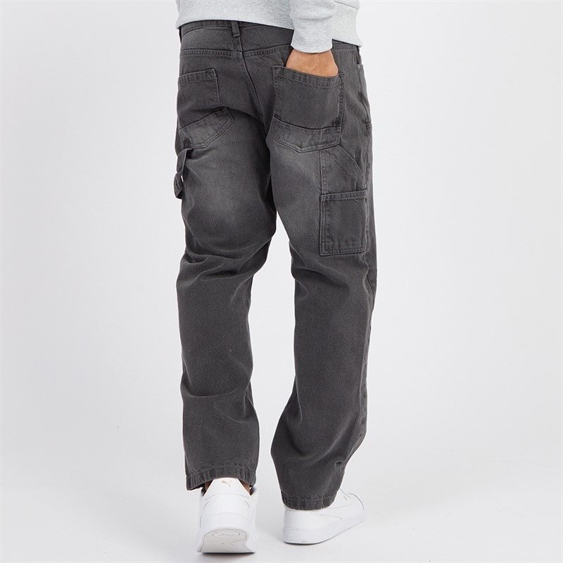 Mens Joiner Carpenter Loose Fit Jeans Grey Wash - Image 2