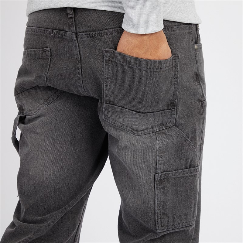 Mens Joiner Carpenter Loose Fit Jeans Grey Wash - Image 3