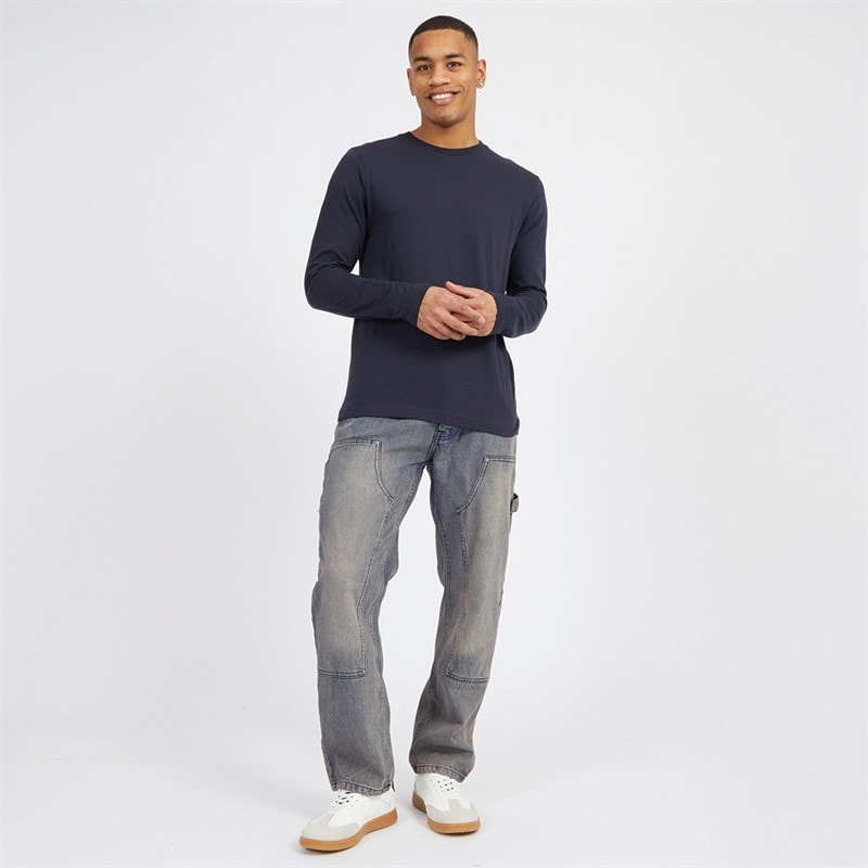 Mens Joiner Carpenter Loose Fit Jeans Mb Blue Wash - Image 4