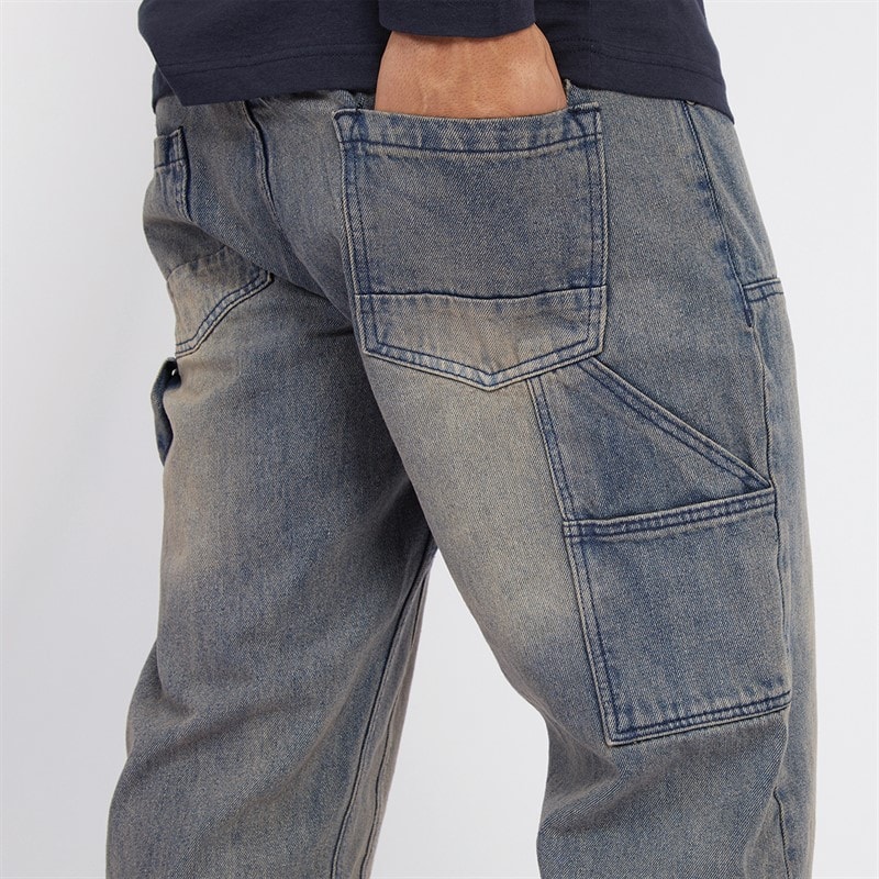 Mens Joiner Carpenter Loose Fit Jeans Mb Blue Wash - Image 5