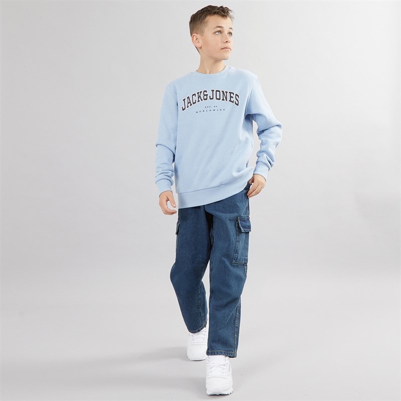 Boys Loose Fit Cargo Jeans Mid Blue - Image 3