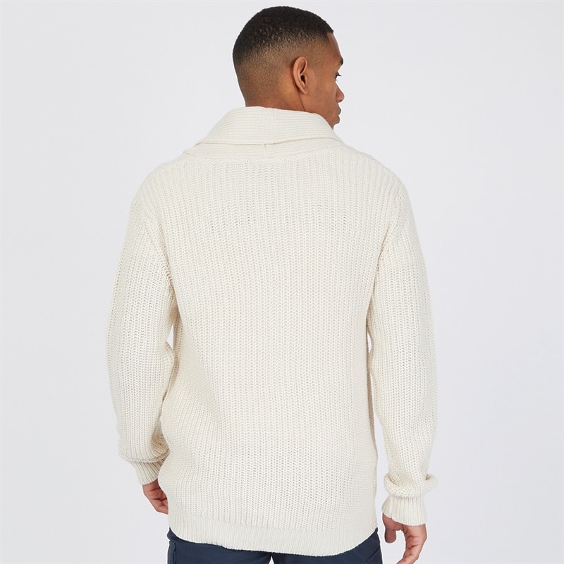 Mens Arkram Button Up Knitted Cardigan Oatmeal - Image 2