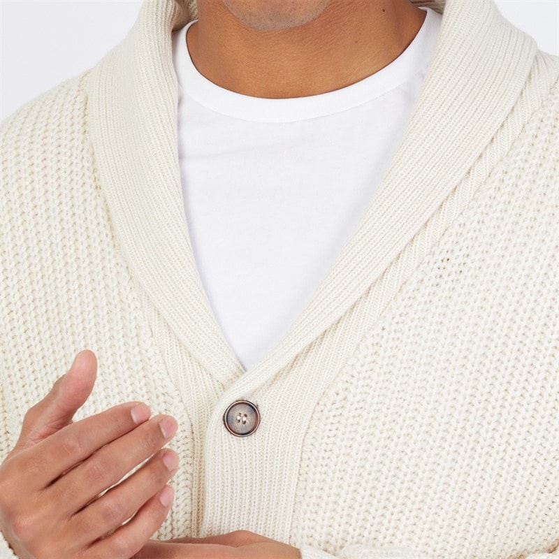 Mens Arkram Button Up Knitted Cardigan Oatmeal - Image 3