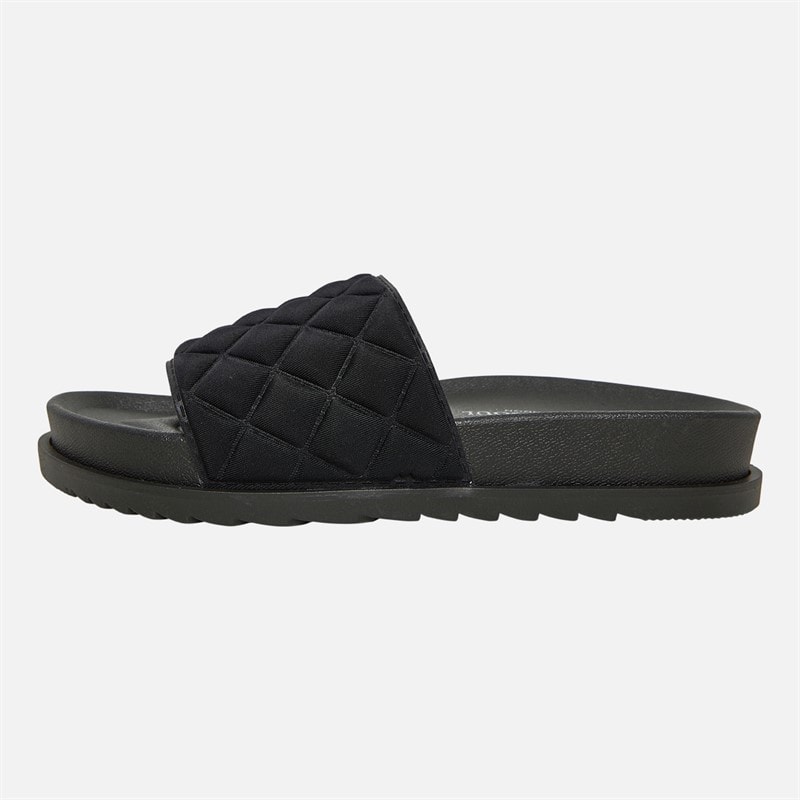 Womens Mae Quilted Sliders Black - Image 3