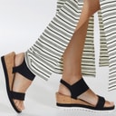 Womens Cher Wedge Sandals Black