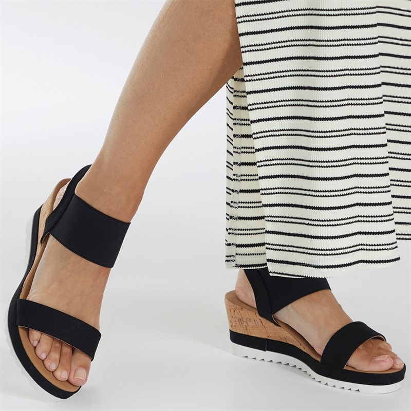 Womens Cher Wedge Sandals Black - Image 5