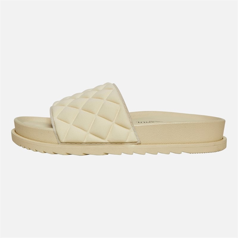Womens Mae Quilted Sliders Bone - Image 3