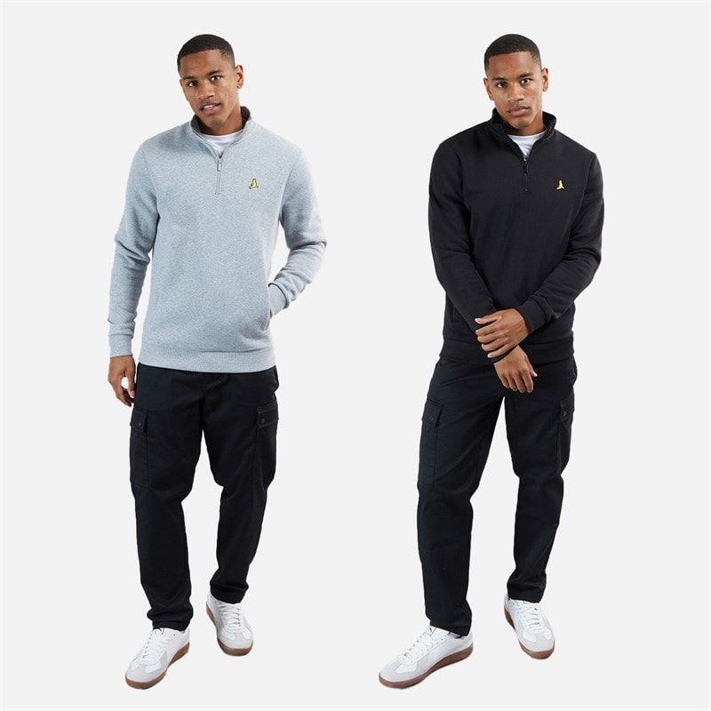 Mens Stilgar Two Pack 1/4 Zip Sweatshirts Black/Grey - Image 5