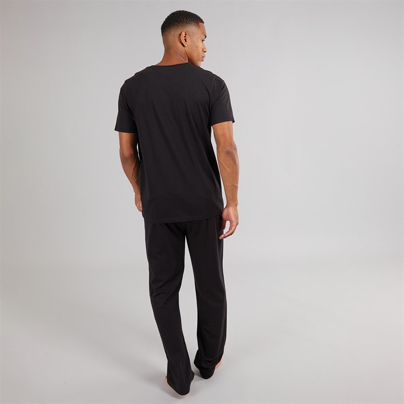 Mens Robbert T-Shirt And Lounge Pants Set Black - Image 2