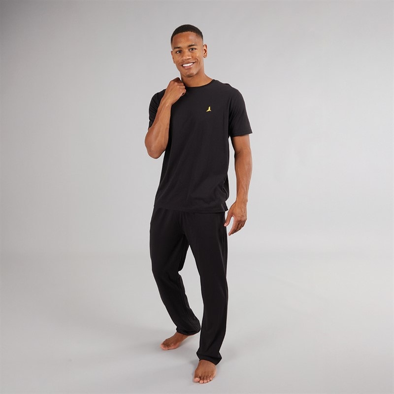 Mens Robbert T-Shirt And Lounge Pants Set Black - Image 3