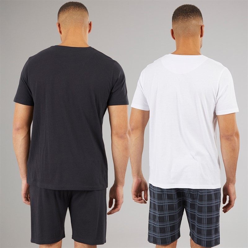 Mens Carson Two Pack T-Shirts And Shorts Loungewear Set Navy/White - Image 2