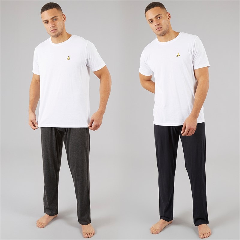 Mens EMB Two Pack Lounge Pants Navy/Charcoal Marl - Image 3