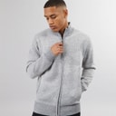 Mens Eadred Fully Lined Zip Through Funnel Neck Jumper Silver Grey Marl Twist