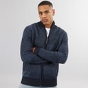 Mens Eadred Fully Lined Zip Through Funnel Neck Jumper Navy Twist